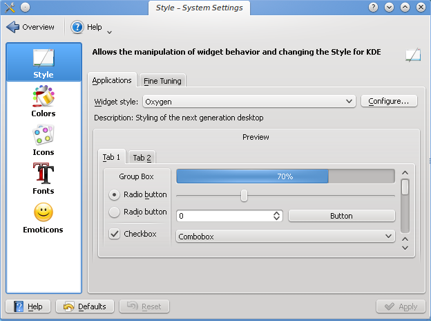 KDE Style System Settings Windows showing Tahoma without antialiasing