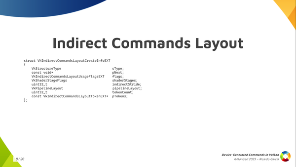 Slide 8: Indirect Commands Layout creation structure